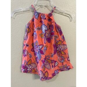 Old Navy Halter Top Girls 2T Coral Orange Excellent Floral Paisley Cotton Blouse